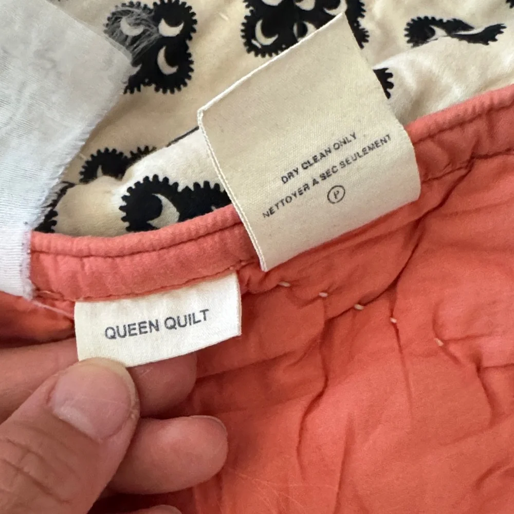 Anthropologie Quilted Cotton Bedding Set in Coral and Lime